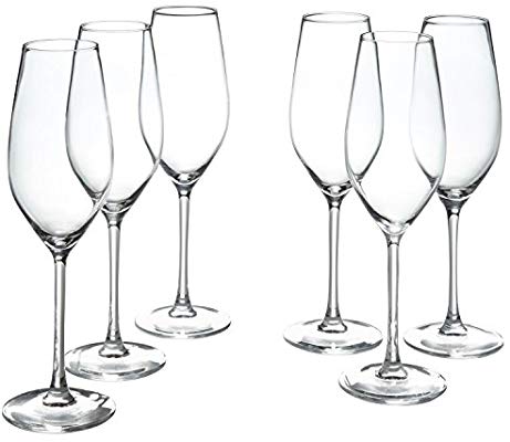 Stone & Beam Traditional Champagne Flute Glass, 9-Ounce, Set of 6 for .53