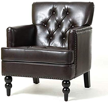 Christopher Knight Home Tufted Club Chair, Decorative Accent Chair with Studded Details – Brown for 9.60