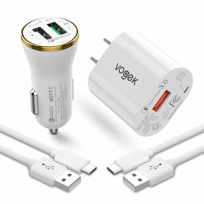 Lightning Deal – Fast USB C Charger Kit, Powerful Quick Charge 3.0 Charger Kit, Car Charger+Wall Charger+Type-C Cable Compatible with Samsung Galaxy S10/S10 E/S9/S9 Plus/Note 8/S8/S8 Plus, LG (White Charger) for .33