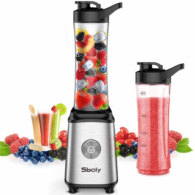 Prime Day – Sboly Personal Blender, Single Serve Blender for Smoothies and Shakes, Small Juice Blender with 2 Tritan BPA-Free 20Oz Blender Cups and Cleaning Brush, 300W for .89